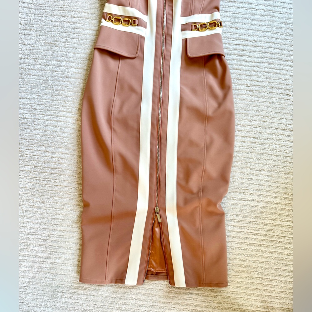 Elizabetta Franchi  Rose Gold with Cream sleeveless sheath dress size 40 NWT - Picture 7 of 8